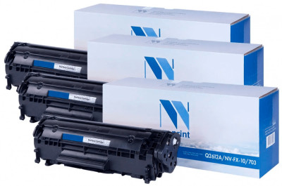 Картридж NVP совместимый NV-Q2612A/NV-FX-10/703-SET3 универсальные для HP/Canon LaserJet 3015/ 3030/ 1012/ 1010/ 1015/ 3020/ 1020/ 1022/ 1022N/ 1022NW/ 1018/ 3050/ 3052/ 3055/ 1018/ 3050Z/ Fax L95/ i-Sensys L100/ L120/ L140/ L160/ MF4150/ 4690/ MF 4010/ 4
