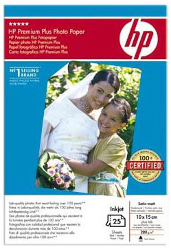 Бумага HP Premium Plus Satin-matt Photo Paper, матовая, 10 x 15 см (100 x 150 мм), 280 г/кв.м (25 листов)