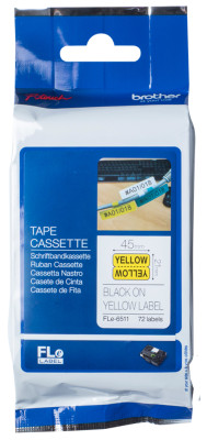 Brother плёнка для наклеек для маркировки кабелей FLe-6511 (yellow), 45 x 21 мм, 72 шт.
