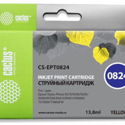 Картридж струйный Cactus CS-EPT0824 желтый (13.8мл) для Epson Stylus Photo R270/290/RX590