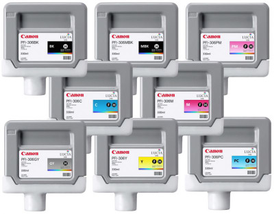 Комплект картриджей Canon PFI-306 (MBK,BK,M,C,Y,GY,PC,PM) 8 шт х 330 мл