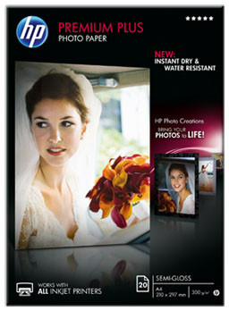 Бумага HP Premium Plus Semi-Gloss Photo Paper, полуглянцевая, A4 (210 x 297 мм), 300 г/кв.м (20 листов)