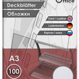 Обложки ProfiOffice, A3, картон, тиснение кожа, белые, 100 шт.