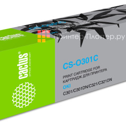 Картридж лазерный Cactus 44973543 CS-O301C голубой (1500стр.) для Oki C301/321