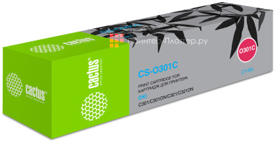 Картридж лазерный Cactus 44973543 CS-O301C голубой (1500стр.) для Oki C301/321