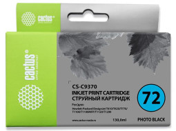 Картридж струйный Cactus CS-C9370 №72 черный (130 мл) для HP DJ T610/T620/T770/T1100/T1100/T1120/T1200