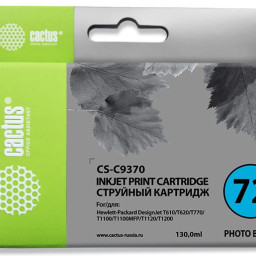 Картридж струйный Cactus CS-C9370 №72 черный (130 мл) для HP DJ T610/T620/T770/T1100/T1100/T1120/T1200