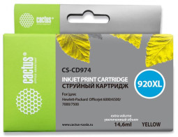 Картридж струйный Cactus CS-CD974 №920XL желтый (10,5 мл) для HP DJ 6000/6500/7000/7500