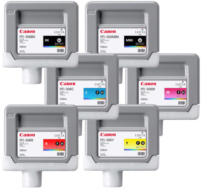 Комплект картриджей Canon PFI-306 (MBK,BK,M,C,Y,R) 6 шт х 330 мл