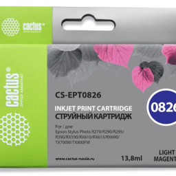 Картридж струйный Cactus CS-EPT0826 светло-пурпурный (13.8мл) для Epson Stylus Photo R270/290/RX590