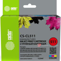 Картридж Cactus Cartridge CS-CL511 для Canon PIXMA MP, MX, iP (color), 12 мл