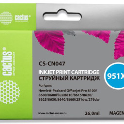 Картридж струйный Cactus CS-CN047 №951XL пурпурный (26 мл) для HP DJ Pro 8100/8600