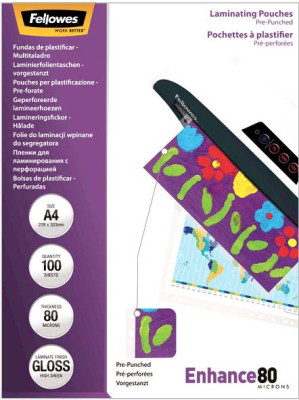 Пленка для ламинирования пакетная Fellowes, 228 х 303 мм, 80 мкм, глянцевая, 100 шт.