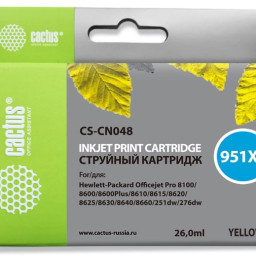 Картридж струйный Cactus CS-CN048 №951XL желтый (26 мл) для HP DJ Pro 8100/8600