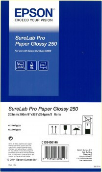 Бумага Epson SureLab Pro Paper Glossy, 250 г/кв.м, 203 мм x 100 м (2 рулона)