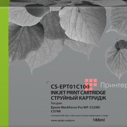 Картридж Cactus Cartridge CS-EPT01C100 для Epson WorkForce Pro WF-C529, C579 (black), 188 мл
