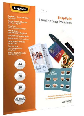 Пленка для ламинирования пакетная Fellowes, 228 х 303 мм, 80 мкм, глянцевая, 25 шт.