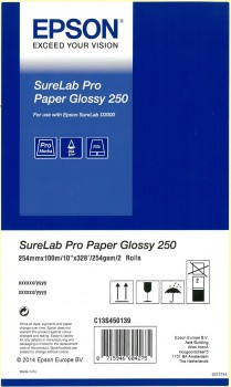 Бумага Epson SureLab Pro Paper Glossy, 250 г/кв.м, 254 мм x 100 м, (2 рулона)