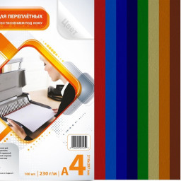 Обложки Bulros, А4, картон, тиснение кожа, розовые, 230 г/кв.м, 100 шт.