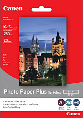 Бумага Canon Photo Paper Plus Semi-gloss SG-201, полуглянцевая, 20 x 25 см (203 x 254 мм), 260 г/кв.м (20 листов)