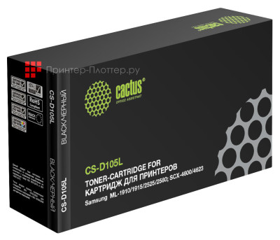 Картридж лазерный Cactus CS-D105L черный (2500стр.) для Samsung ML-1910/1915/2525/2580/SCX-4600/4623/SF-650/650P