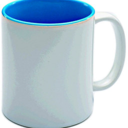 Кружка керамическая для сублимации (белая с голубым оформлением)