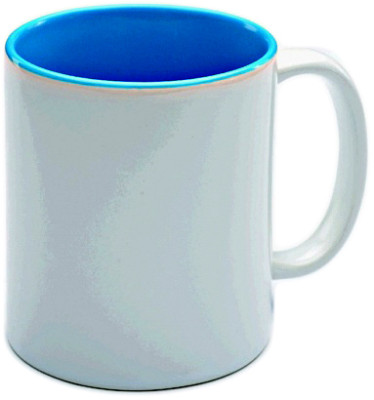 Кружка керамическая для сублимации (белая с голубым оформлением)