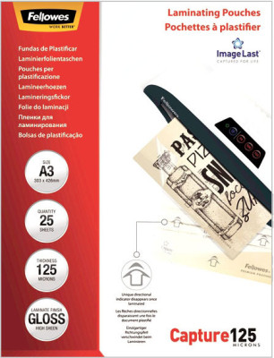 Пленка для ламинирования пакетная Fellowes, 303 х 426 мм, 125 мкм, глянцевая, 25 шт.