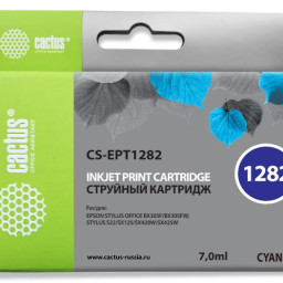 Картридж струйный Cactus CS-EPT1282 голубой (7мл) для Epson Stylus S22/S125/SX420/SX425/Office BX305