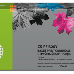 Картридж струйный Cactus CS-PFI320Y желтый (300 мл) для Canon imagePROGRAF TM-200/TM-200 MFP L24ei/TM-205/TM-300/TM-305