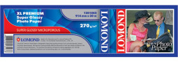 Бумага с покрытием Lomond XL Premium Super Glossy Photo Paper, глянцевая, 270 г/кв.м, 914 мм, 30 м