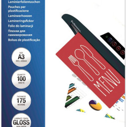 Пленка для ламинирования пакетная Fellowes, 303 х 426 мм, 175 мкм, глянцевая, 100 шт.