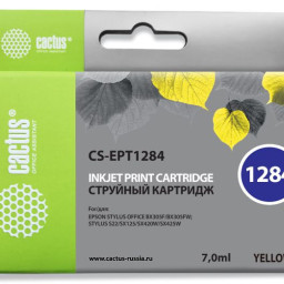 Картридж струйный Cactus CS-EPT1284 желтый (7мл) для Epson Stylus S22/S125/SX420/SX425/Office BX305