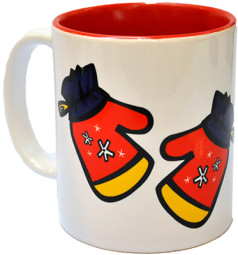 Кружка керамическая для сублимации (белая с красным оформлением)