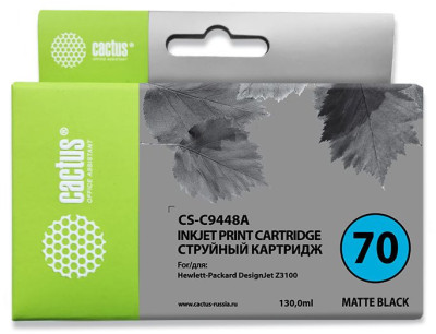 Картридж струйный Cactus CS-C9448A №70 черный матовый (130 мл) для HP DJ Z3100
