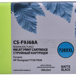 Картридж струйный Cactus 728XXL CS-F9J68A черный матовый (300 мл) для HP DJ T730/T830