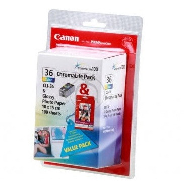 Картридж Canon CLI-36 Chromalife Pack (color) + бумага