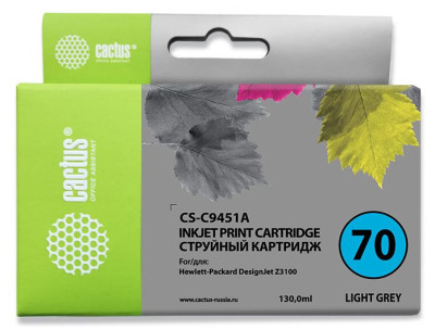 Картридж струйный Cactus CS-C9451A №70 светло-серый (130 мл) для HP DJ Z3100