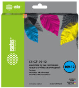 Картридж струйный Cactus CS-CZ109-12 черный/голубой/желтый/пурпурный набор (64.2 мл) для HP DJ IA 3525/5525/4525