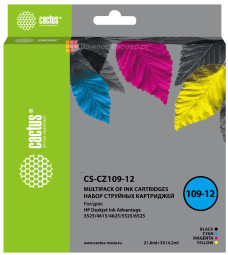 Картридж струйный Cactus CS-CZ109-12 черный/голубой/желтый/пурпурный набор (64.2 мл) для HP DJ IA 3525/5525/4525