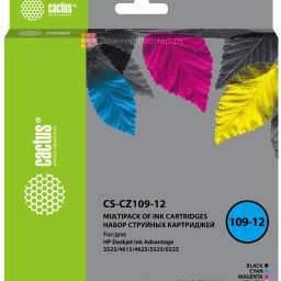 Картридж струйный Cactus CS-CZ109-12 черный/голубой/желтый/пурпурный набор (64.2 мл) для HP DJ IA 3525/5525/4525