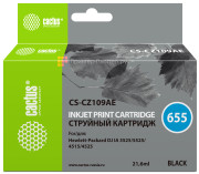 Картридж струйный Cactus CS-CZ109AE №655 черный (21,6 мл) для HP DJ IA 3525/5525/4525