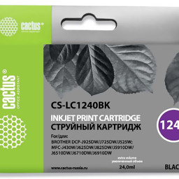 Картридж струйный Cactus CS-LC1240BK черный (24мл) для Brother MFC-J6510/6910DW