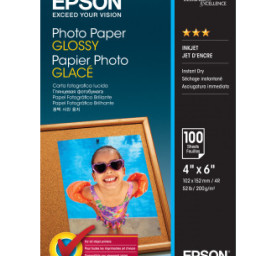 Бумага Epson Photo Paper Glossy, глянцевая, 10 x 15 см (100 x 150 мм), 200 г/кв.м (100 листов)