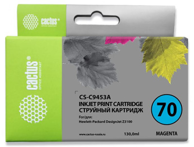 Картридж струйный Cactus CS-C9453A №70 пурпурный (130 мл) для HP DJ Z3100