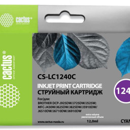 Картридж струйный Cactus CS-LC1240C голубой (12мл) для Brother MFC-J6510/6910DW