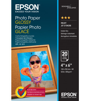 Бумага Epson Photo Paper Glossy, глянцевая, 10 x 15 см (100 x 150 мм), 200 г/кв.м (20 листов)
