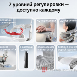 Эргономичное кресло Sihoo B100 Pro с подножкой (серый)