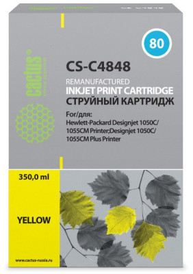 Картридж Cactus Cartridge CS-C4848 для HP DesignJet 1000, 1050, 1055 (yellow), 400 мл