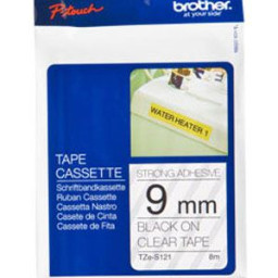 Brother прозрачная пленка для наклеек повышенной адгезии с черным шрифтом, 9 мм x 8 м